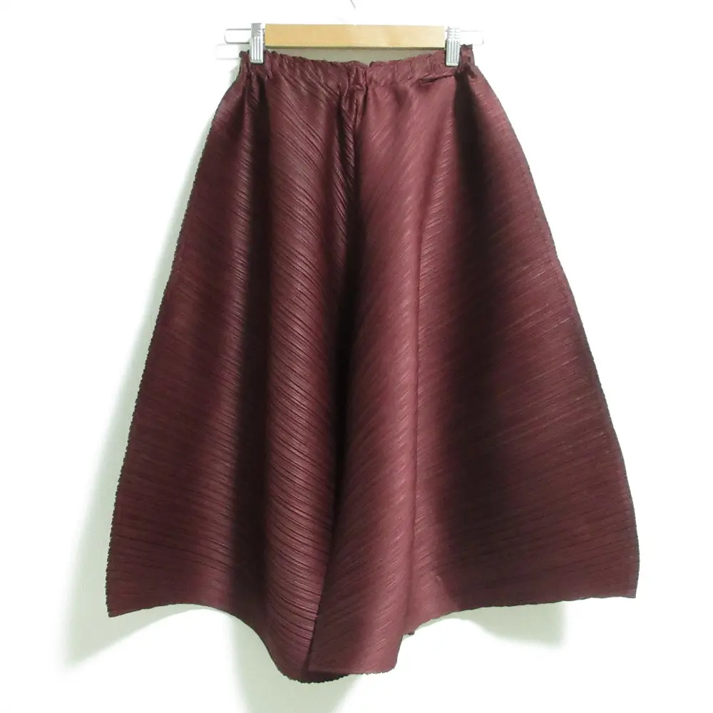 24AW PLEATS PLEASE プリーツプリーズ SOLAR FLARE 七分丈フレアパンツ PP43JF482 サイズ3 ボルドー