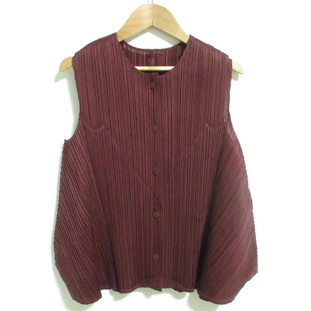 24AW PLEATS PLEASE プリーツプリーズ SOLAR FLARE ベスト PP43JJ481 サイズ3 ボルドー