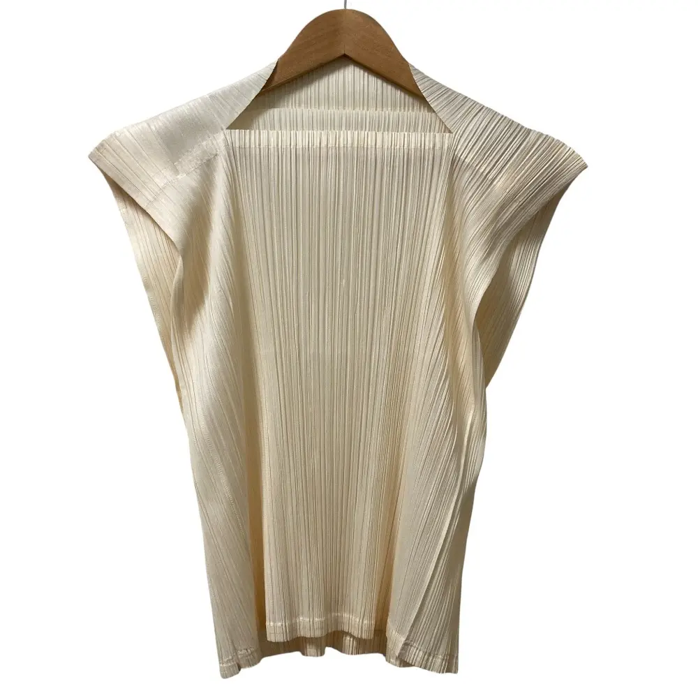 PLEATS PLEASE ISSEY MIYAKE プリーツプリーズ イッセイミヤケ ノースリーブ カットソー PP63-JK124 サイズ3 アイボリー