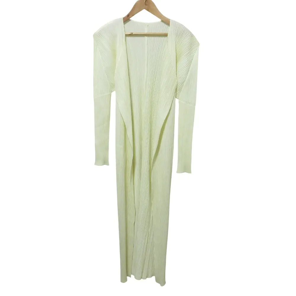 クリーニング済 PLEATS PLEASE ISSEY MIYAKE プリーツプリーズ イッセイミヤケ ロングカーディガン PP04-JH117 3 アイボリー