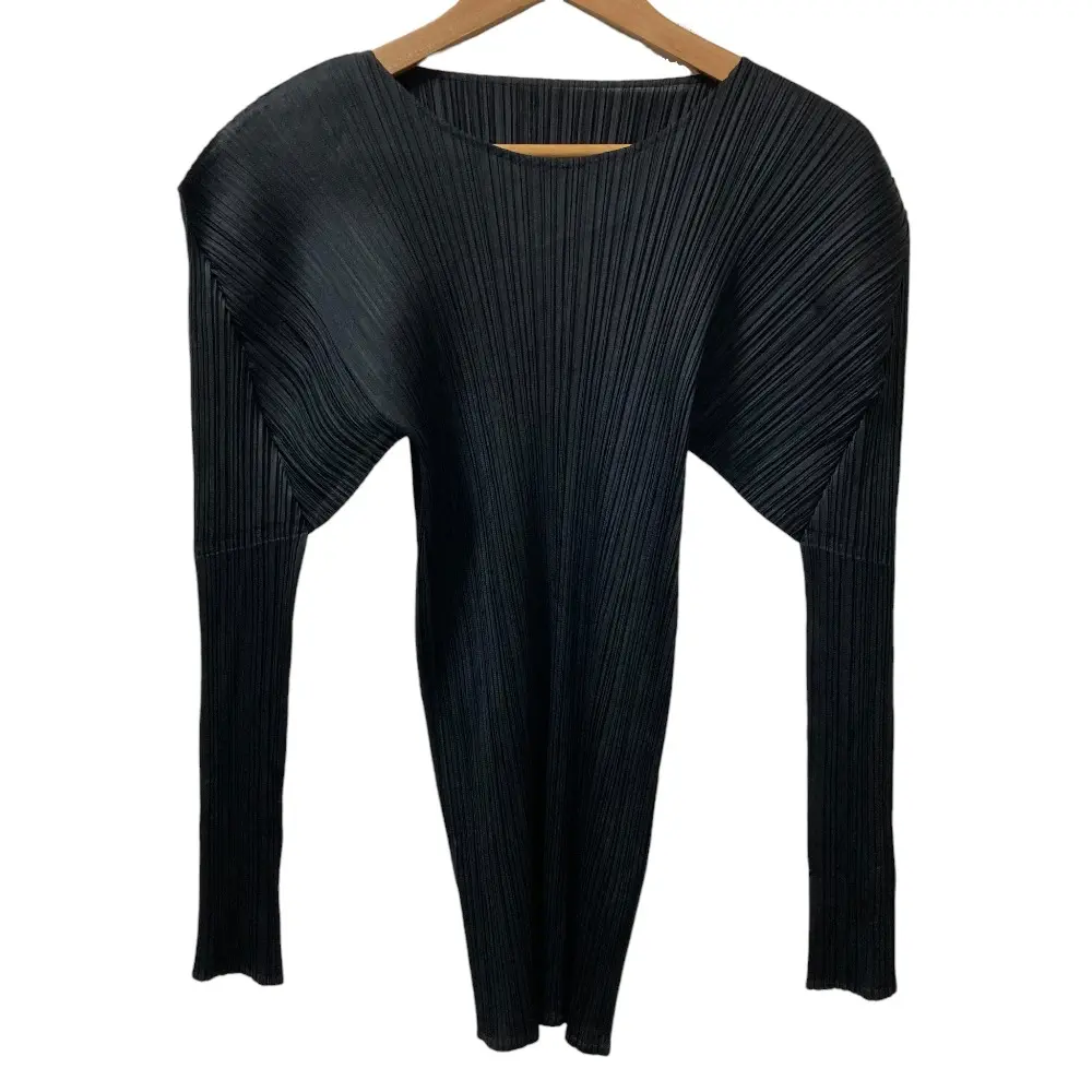 PLEATS PLEASE ISSEY MIYAKE プリーツプリーズ イッセイミヤケ クルーネック ロングスリーブ カットソー PP04-JK602 4 ブラック