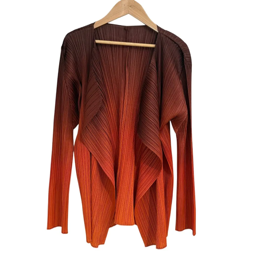 PLEATS PLEASE ISSEY MIYAKE プリーツプリーズ イッセイミヤケ グラデーション カーディガン サイズ3 オレンジ
