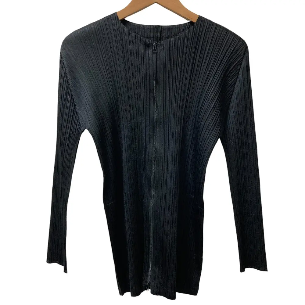 25AW PLEATS PLEASE プリーツプリーズ イッセイミヤケ MONTHLY COLORS SEPTEMBER ジップカーディガン PP53-JC132 サイズ3 黒