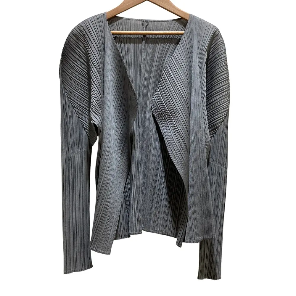 PLEATS PLEASE ISSEY MIYAKE プリーツプリーズ イッセイミヤケ カーディガン PP55-J0101 サイズ4 グレー