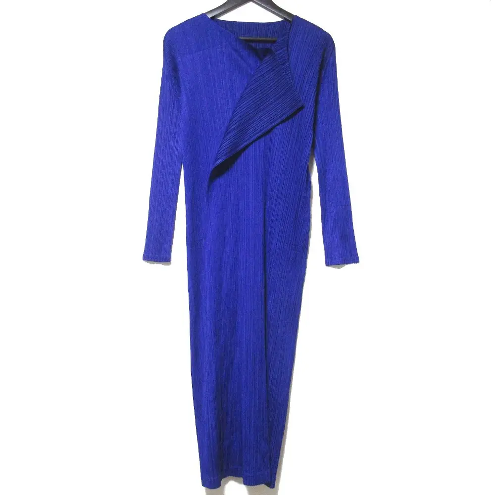 25SS PLEATS PLEASE プリーツプリーズ イッセイミヤケ LIGHT WAVE プリーツ ロングワンピース PP51JH483 サイズ4 ブルー