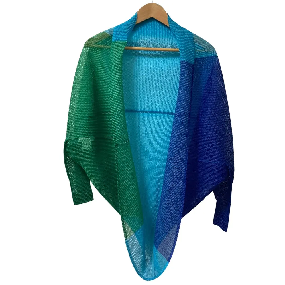 PLEATS PLEASE ISSEY MIYAKE プリーツプリーズ イッセイミヤケ タタミメッシュ ボレロカーディガン PP61-F0262 ブルー