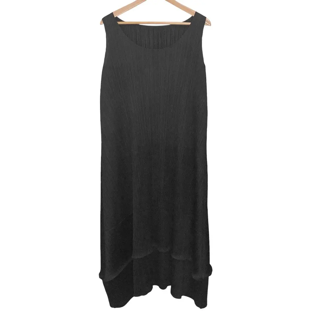 PLEATS PLEASE ISSEY MIYAKE プリーツプリーズ イッセイミヤケ バルーン 切替 ノースリーブワンピース サイズ3 ブラック