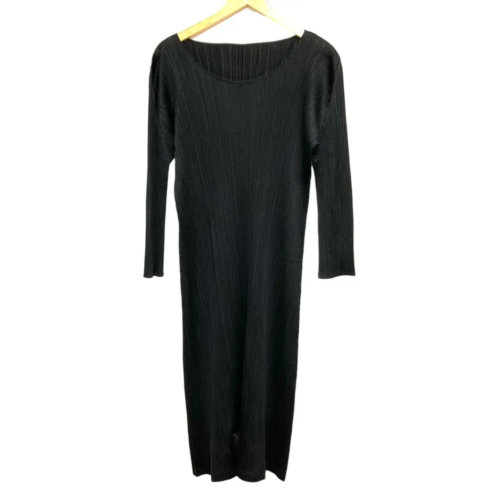PLEATS PLEASE ISSEY MIYAKE プリーツプリーズ イッセイミヤケ ロングスリーブ ワンピース PP23-JH205 サイズ3 ブラック