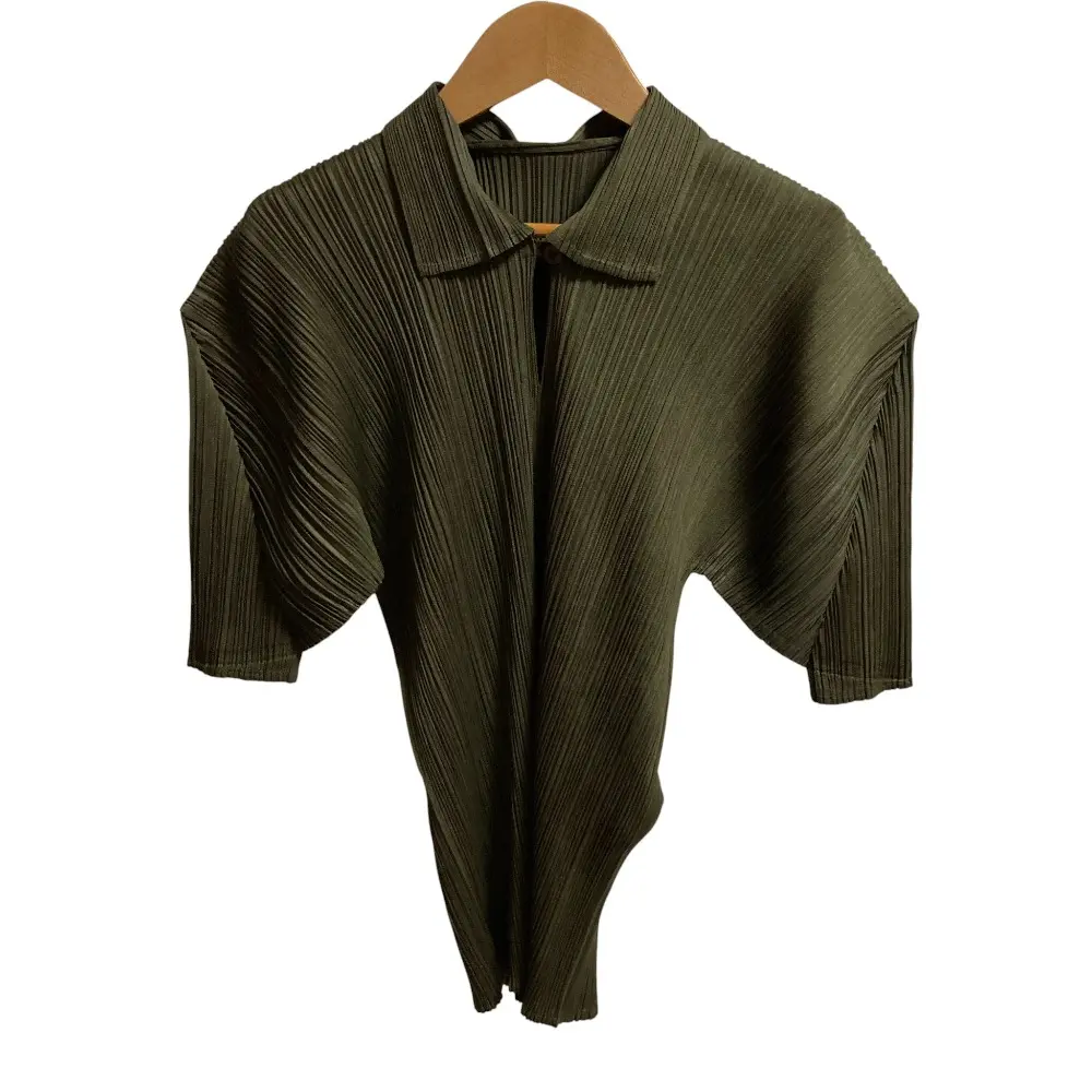 PLEATS PLEASE プリーツプリーズ イッセイミヤケ ショートスリーブ ポロシャツ PP91-JK075 サイズ4 カーキ