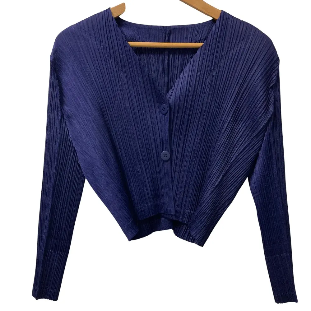 23SS PLEATS PLEASE ISSEY MIYAKE プリーツプリーズ イッセイミヤケ TRUNK クロップドカーディガン サイズ3 ネイビー