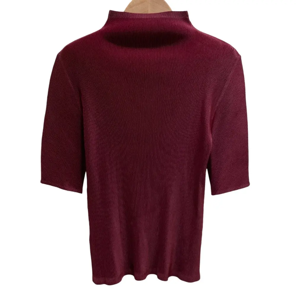 PLEATS PLEASE ISSEY MIYAKE プリーツプリーズ イッセイミヤケ ハイネックハーフスリーブカットソー PP43FK345 SIZE3 ボルドー