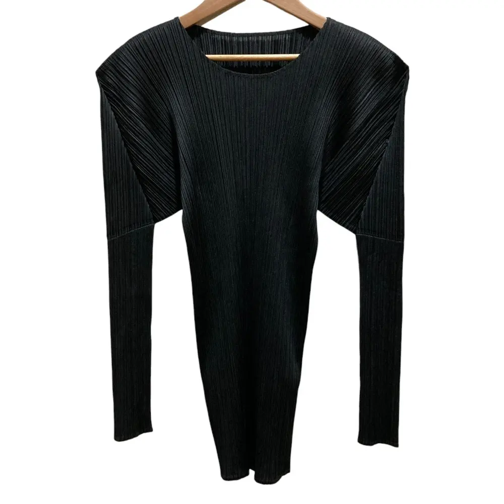 PLEATS PLEASE ISSEY MIYAKE プリーツプリーズ イッセイミヤケ クルーネック ロングスリーブカットソー PP04-JK602 3 ブラック