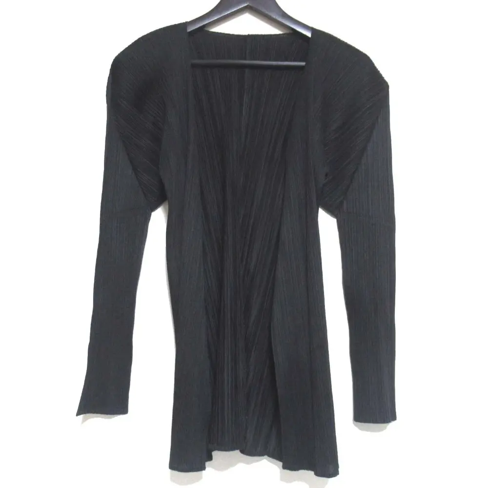 PLEATS PLEASE ISSEY MIYAKE プリーツプリーズ イッセイミヤケ オープンフロント カーディガン サイズ3 ブラック