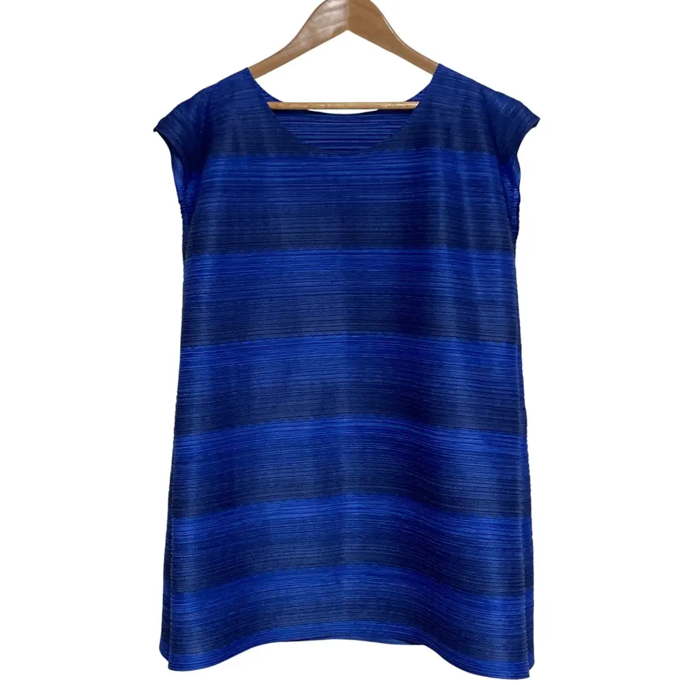 PLEATS PLEASE ISSEY MIYAKE プリーツプリーズ イッセイミヤケ 横プリーツ ボーダー カットソー PP33-JT654 ブルー