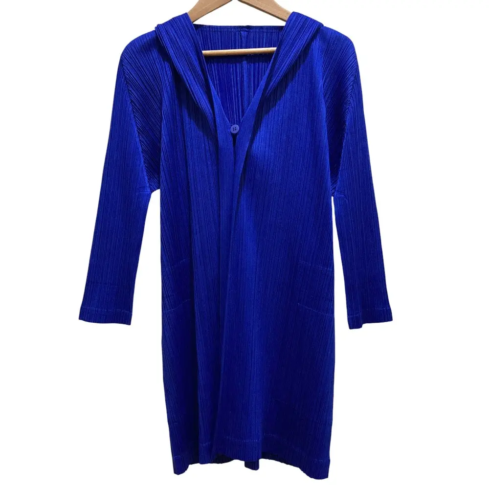 PLEATS PLEASE ISSEY MIYAKE プリーツプリーズ イッセイミヤケ フーディー シャツ パーカー PP33-J0147 サイズ3 ブルー