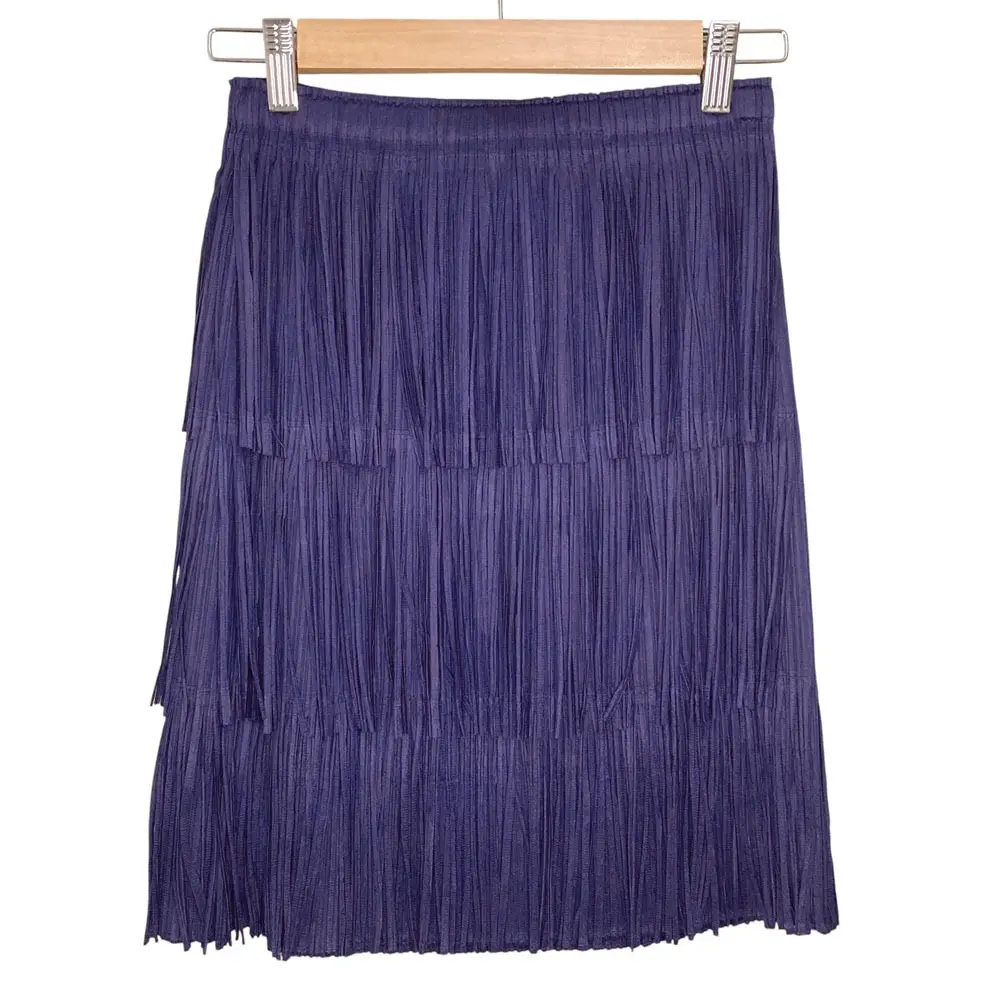 PLEATS PLEASE ISSEY MIYAKE プリーツプリーズ イッセイミヤケ フリンジ スカート PP21-JG782 サイズ3 ネイビーの買取実績【2025年11月買取】