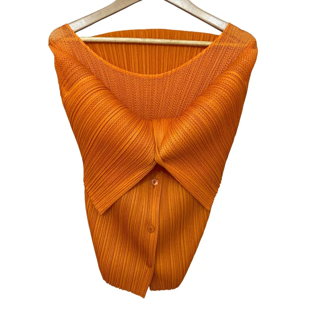 PLEATS PLEASE ISSEY MIYAKE プリーツプリーズ イッセイミヤケ メッシュレイヤード ベスト PP64-JJ426 サイズ3 オレンジ