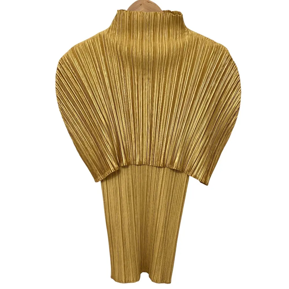 PLEATS PLEASE ISSEY MIYAKE プリーツプリーズ イッセイミヤケ ハイネック レイヤード ブラウス PP63-JK648 サイズ3 イエロー