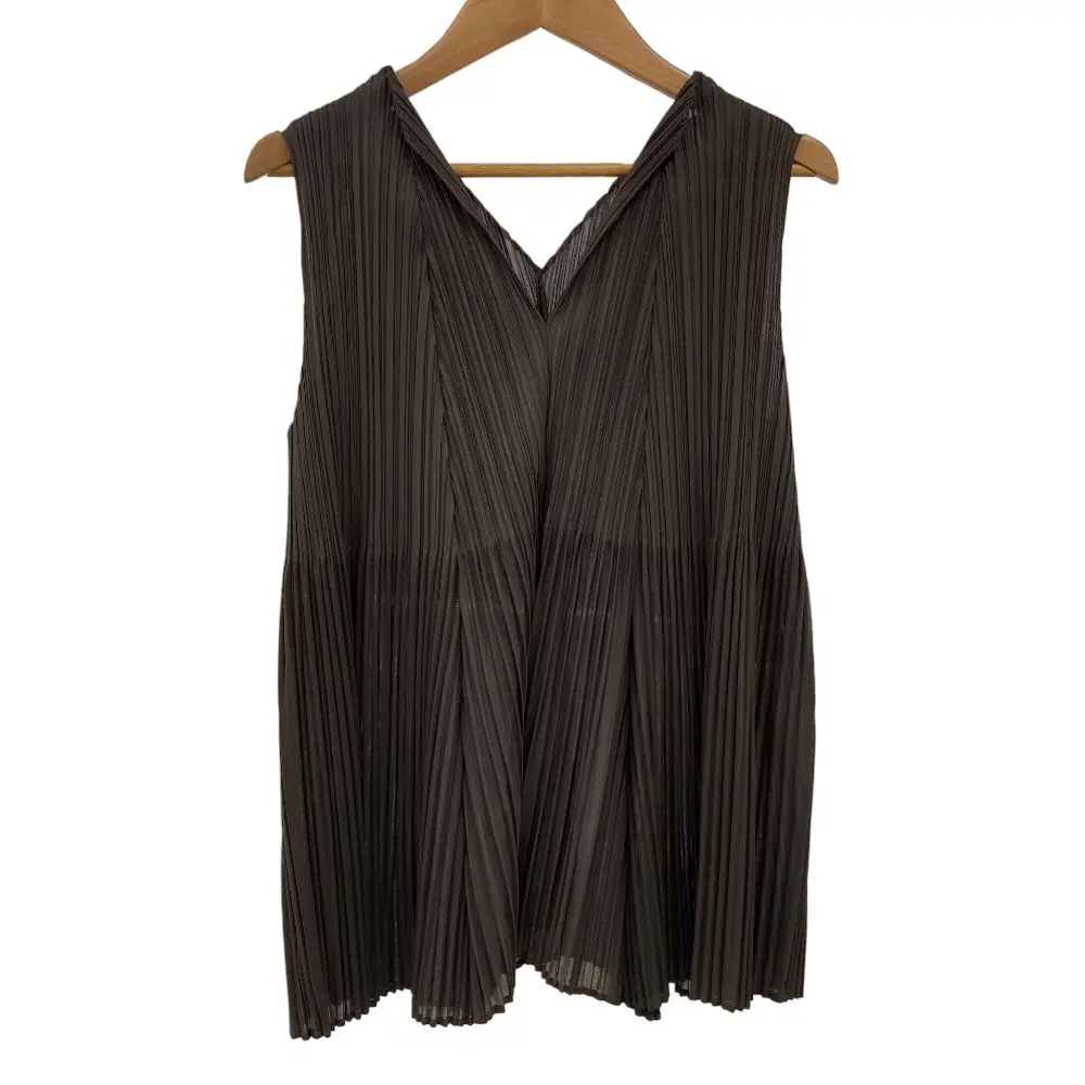 ISSEY MIYAKE PLEATS PLEASE プリーツプリーズ イッセイミヤケ ノースリーブ フレア カットソー PP13-JK604 サイズ4 グレー