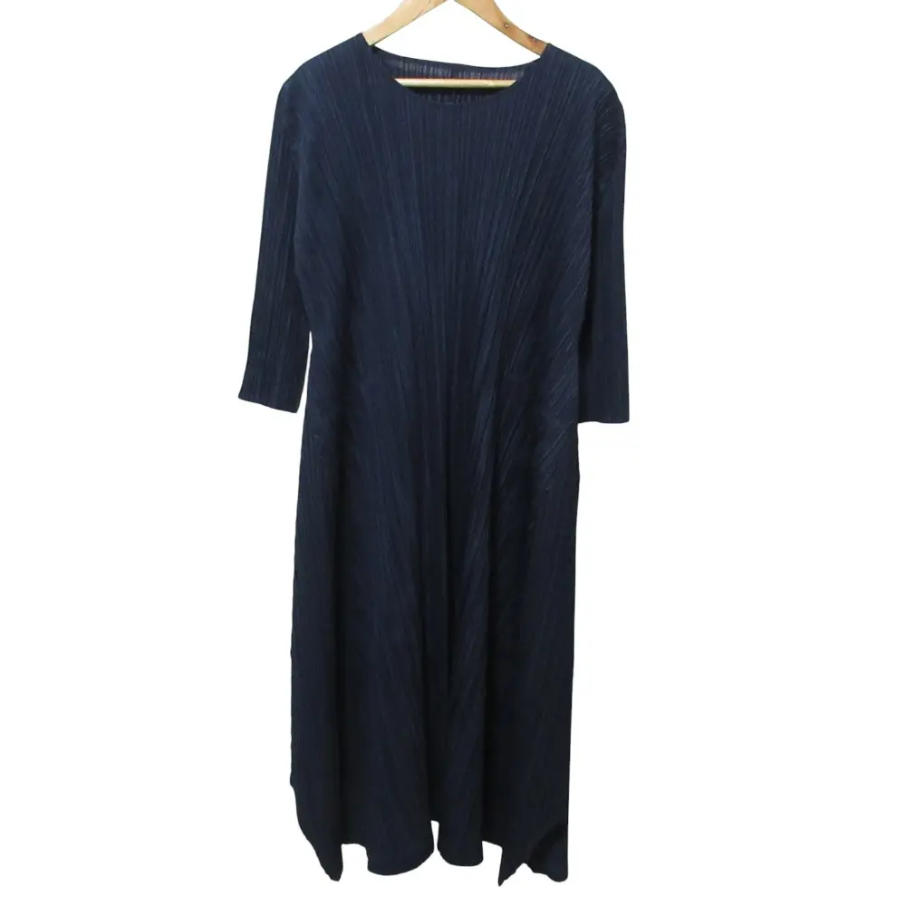 24SS PLEATS PLEASE ISSEY MIYAKE プリーツプリーズ イッセイミヤケ MELLOW PLEATS ロングワンピース PP41JH285 3 ネイビー