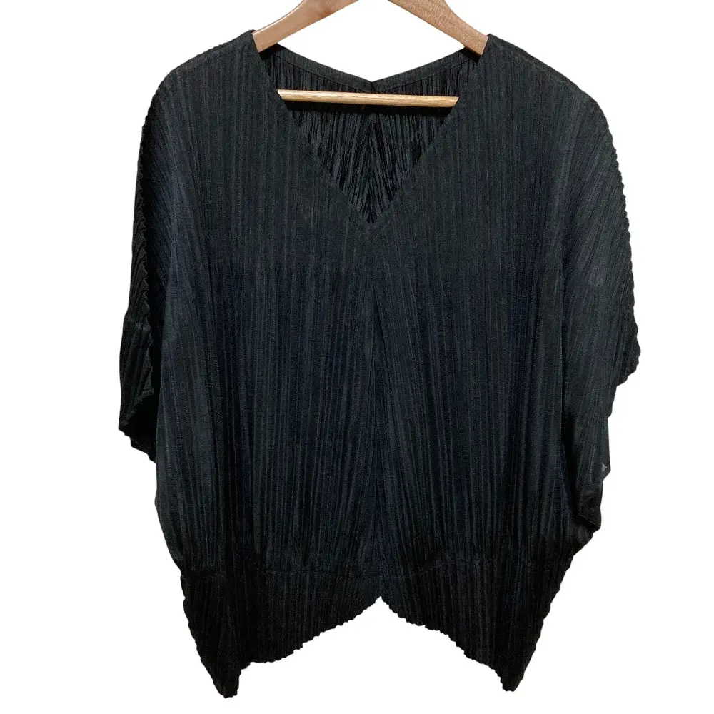 PLEATS PLEASE ISSEY MIYAKE プリーツプリーズ イッセイミヤケ BOLD SQUARE Vネックブラウス PP83-JK511 サイズ3 ブラック