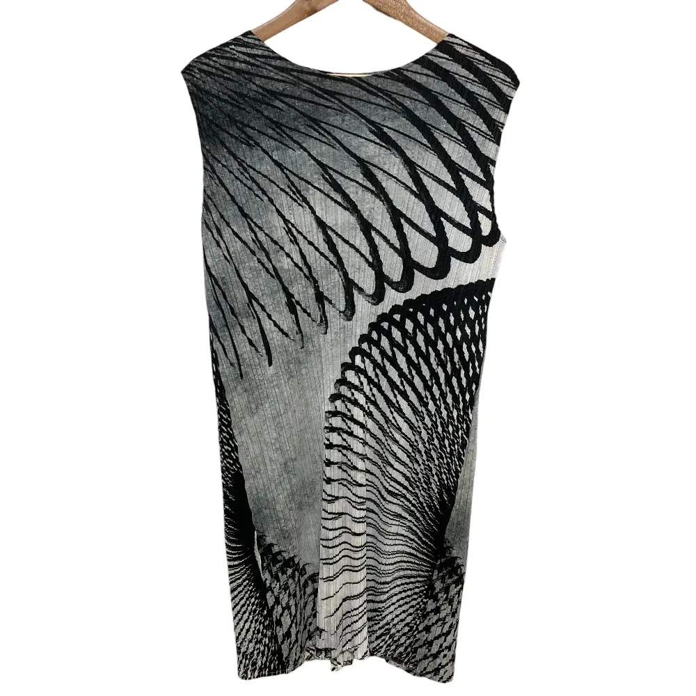 PLEATS PLEASE ISSEY MIYAKE プリーツプリーズ イッセイミヤケ ノースリーブチュニック PP71-JT683 サイズ3 グレー