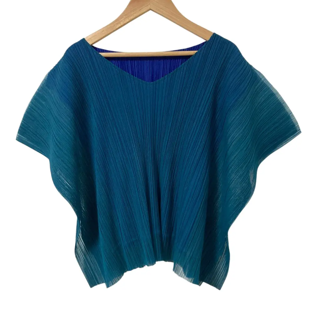 PLEATS PLEASE ISSEY MIYAKE プリーツプリーズ イッセイミヤケ レイヤード カットソー PP43-JK615 サイズ3 グリーン ブルー