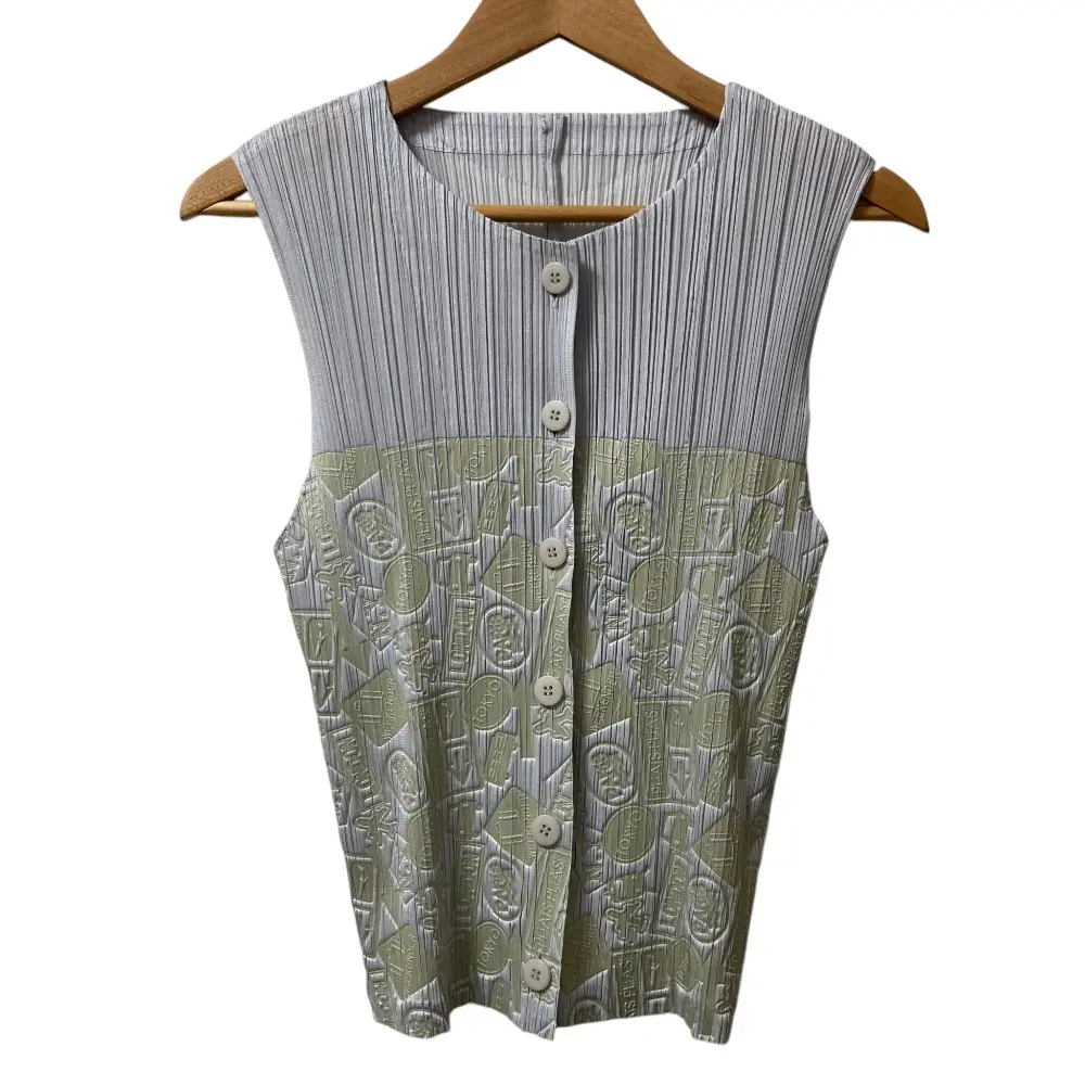 PLEATS PLEASE ISSEY MIYAKE プリーツプリーズ イッセイミヤケ ベスト PP33-JE512 サイズ3 グレー