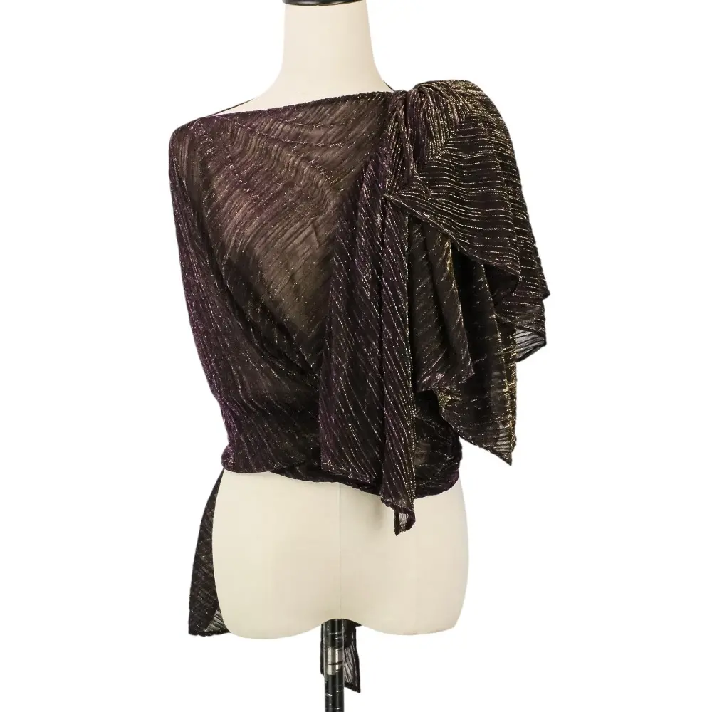 PLEATS PLEASE ISSEY MIYAKE プリーツプリーズ イッセイミヤケ 変形 ラメ大判ストール PP64-AD392 パープル