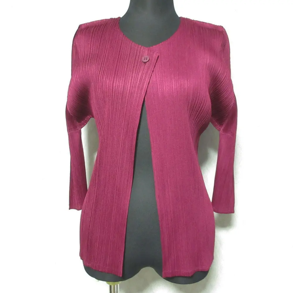 PLEATS PLEASE ISSEY MIYAKE プリーツプリーズ イッセイミヤケ クルーネックカーディガン PP13-JO126 サイズ3 ボルドーの買取実績【2026年1月買取】