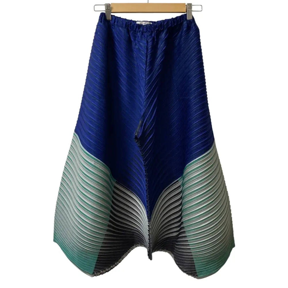 PLEATS PLEASE ISSEY MIYAKE プリーツプリーズ イッセイミヤケ プリーツサルエルパンツ PP53-JF552 サイズ1 ブルー×マルチカラー
