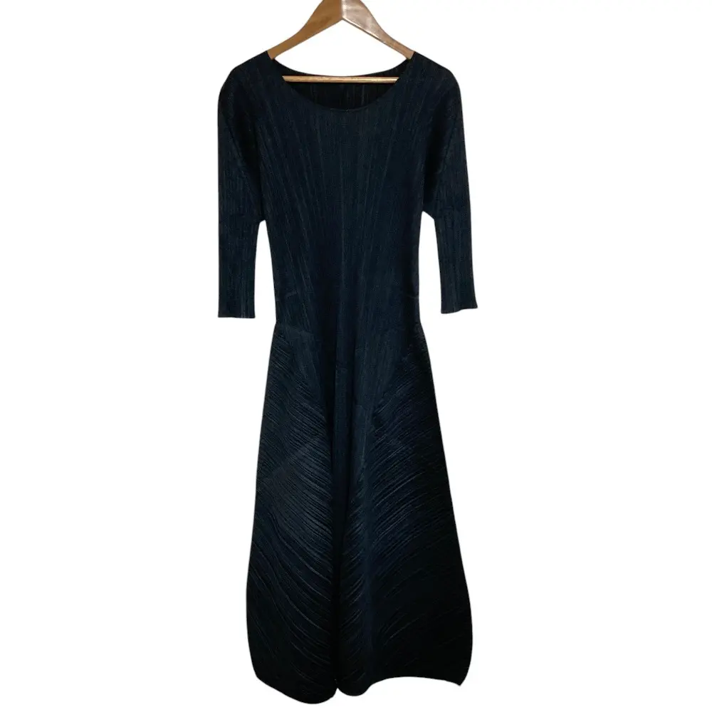PLEATS PLEASE ISSEY MIYAKE プリーツプリーズ イッセイミヤケ フレアロング ドレス ワンピース PP91-JH144 サイズ3 ブラック