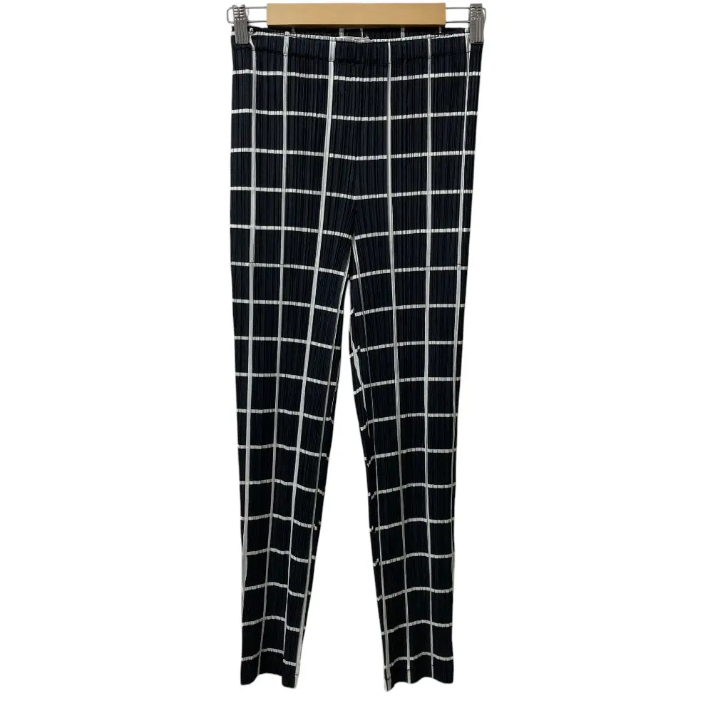 PLEATS PLEASE ISSEY MIYAKE プリーツプリーズ イッセイミヤケ チェック イージーパンツ PP61-JF414 サイズ2 ブラック ホワイト