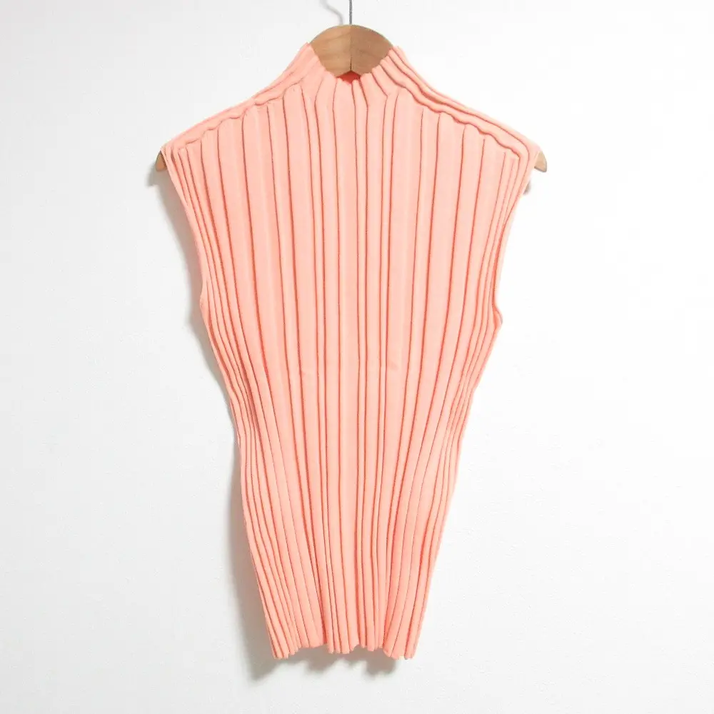 25SS PLEATS PLEASE プリーツプリーズ イッセイミヤケ MUSHROOM KNIT ノースリーブニットカットソー PP51KK851 ピンク