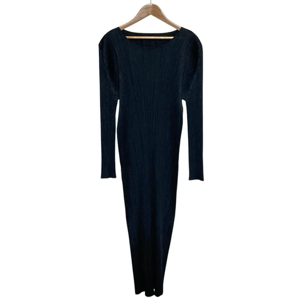 PLEATS PLEASE ISSEY MIYAKE プリーツプリーズ イッセイミヤケ ロングワンピース PP51JH126 サイズ4 ブラック