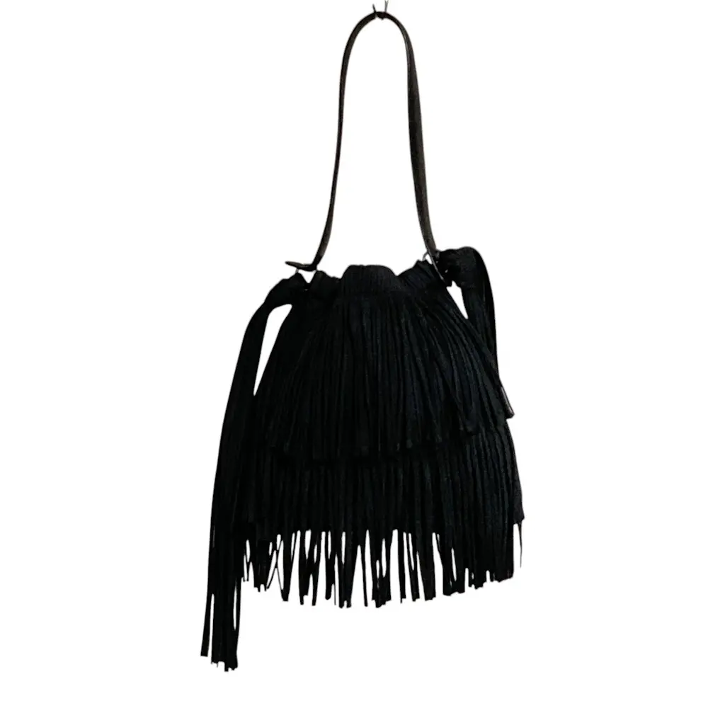 PLEATS PLEASE ISSEY MIYAKE プリーツプリーズ イッセイミヤケ フリンジ バッグ PP22-AG561 ブラック