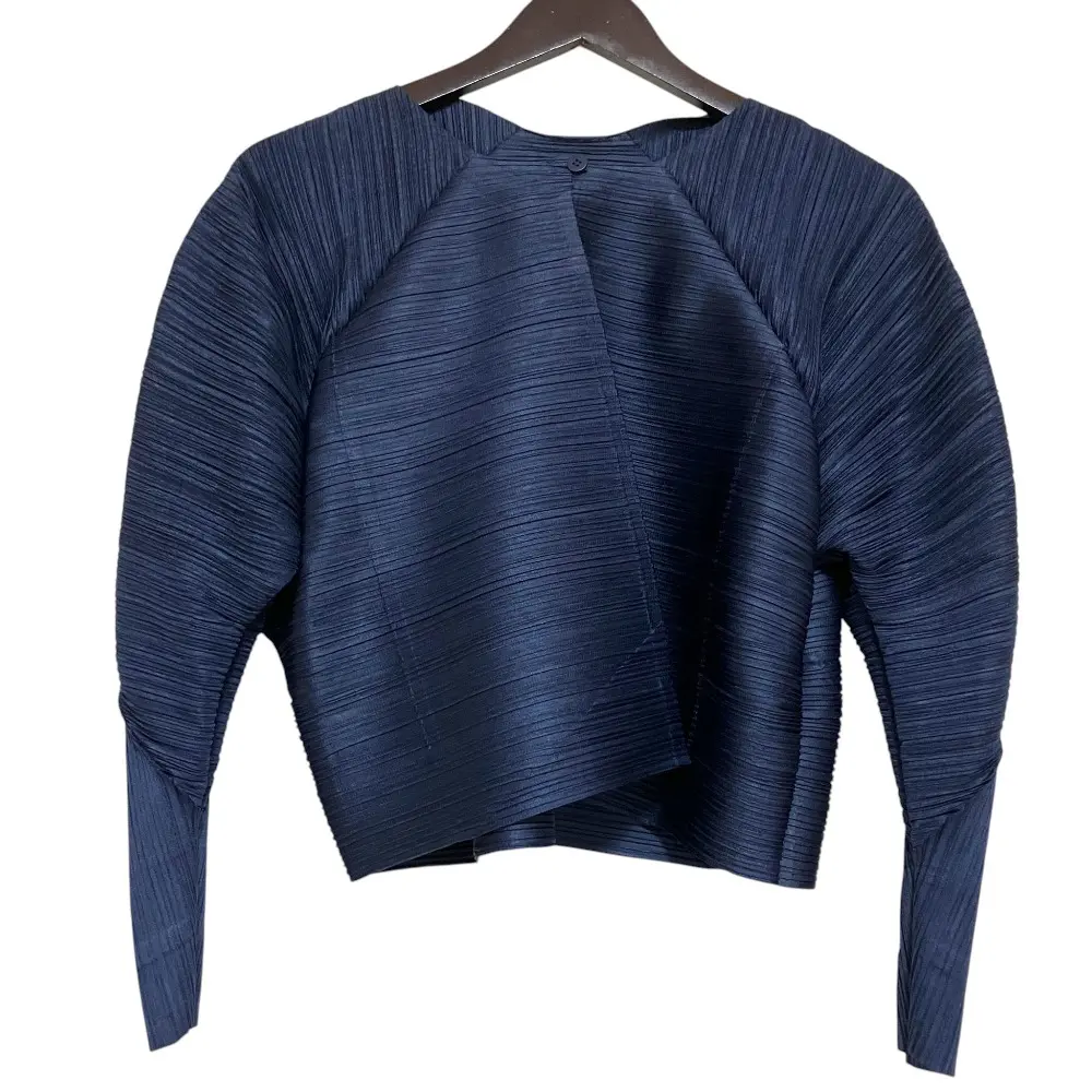 PLEATS PLEASE ISSEY MIYAKE プリーツプリーズ イッセイミヤケ ハグ バウンス カーディガン PP23JO482 サイズ3 ネイビー