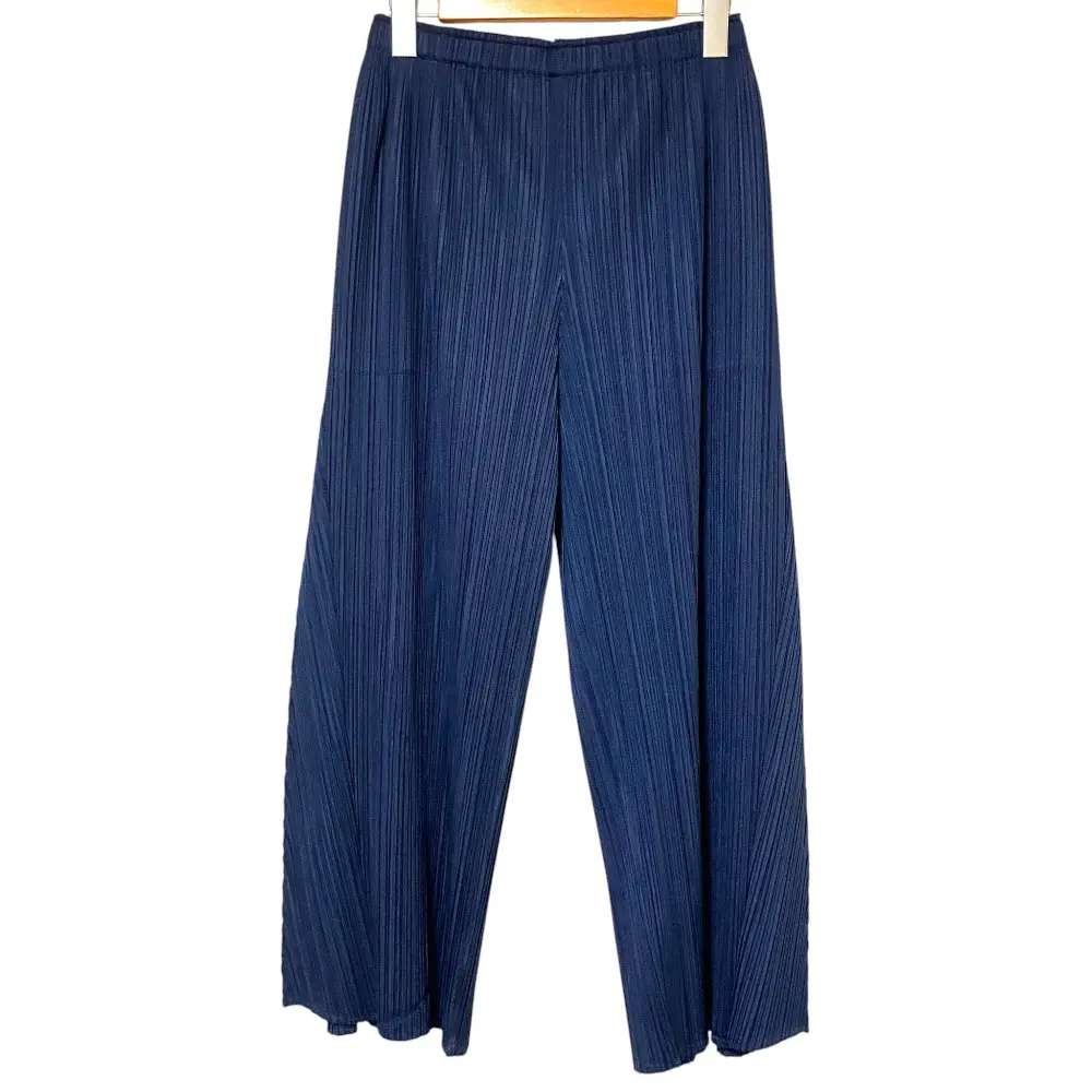 PLEASE ISSEY MIYAKE プリーツプリーズ イッセイミヤケ イージーウエスト ワイドパンツ PP23JF165 サイズ2 ネイビー