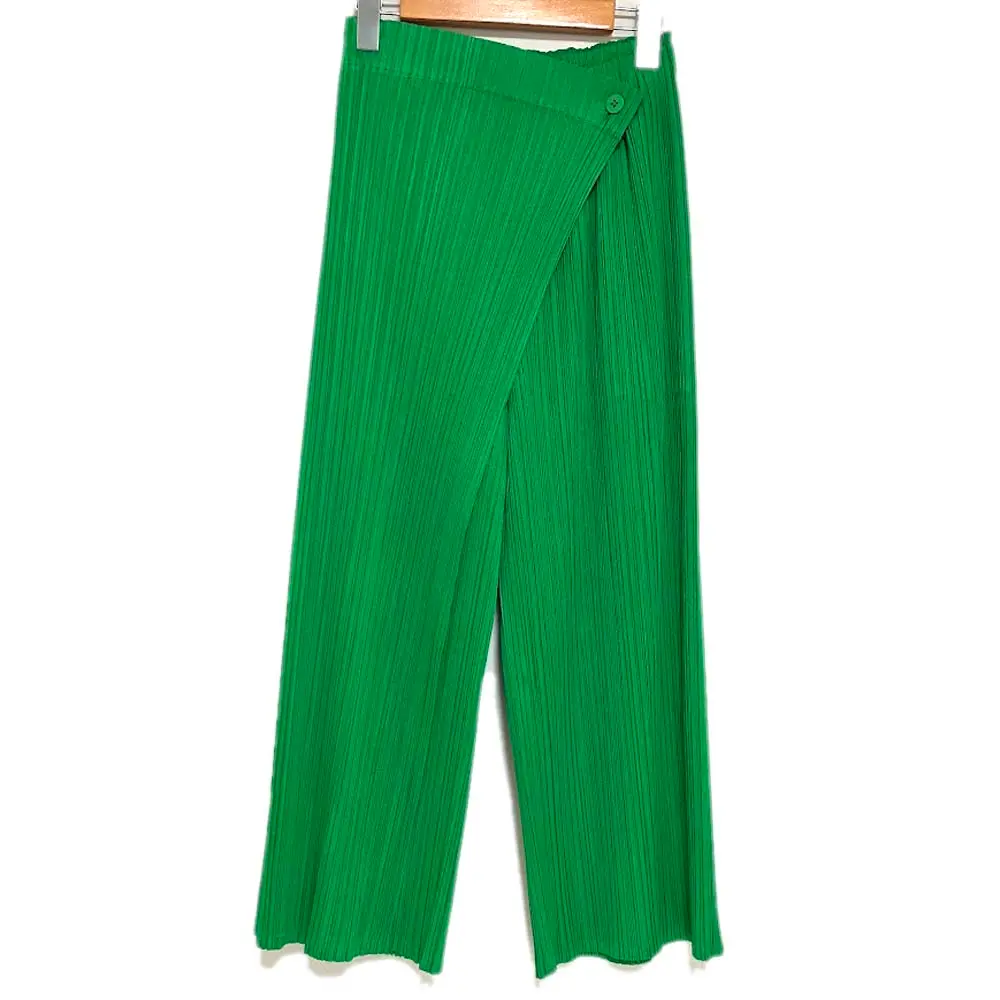PLEATS PLEASE ISSEY MIYAKE プリーツプリーズ イッセイミヤケ ラップ ワイドパンツ PP13-JF155 サイズ2 グリーン
