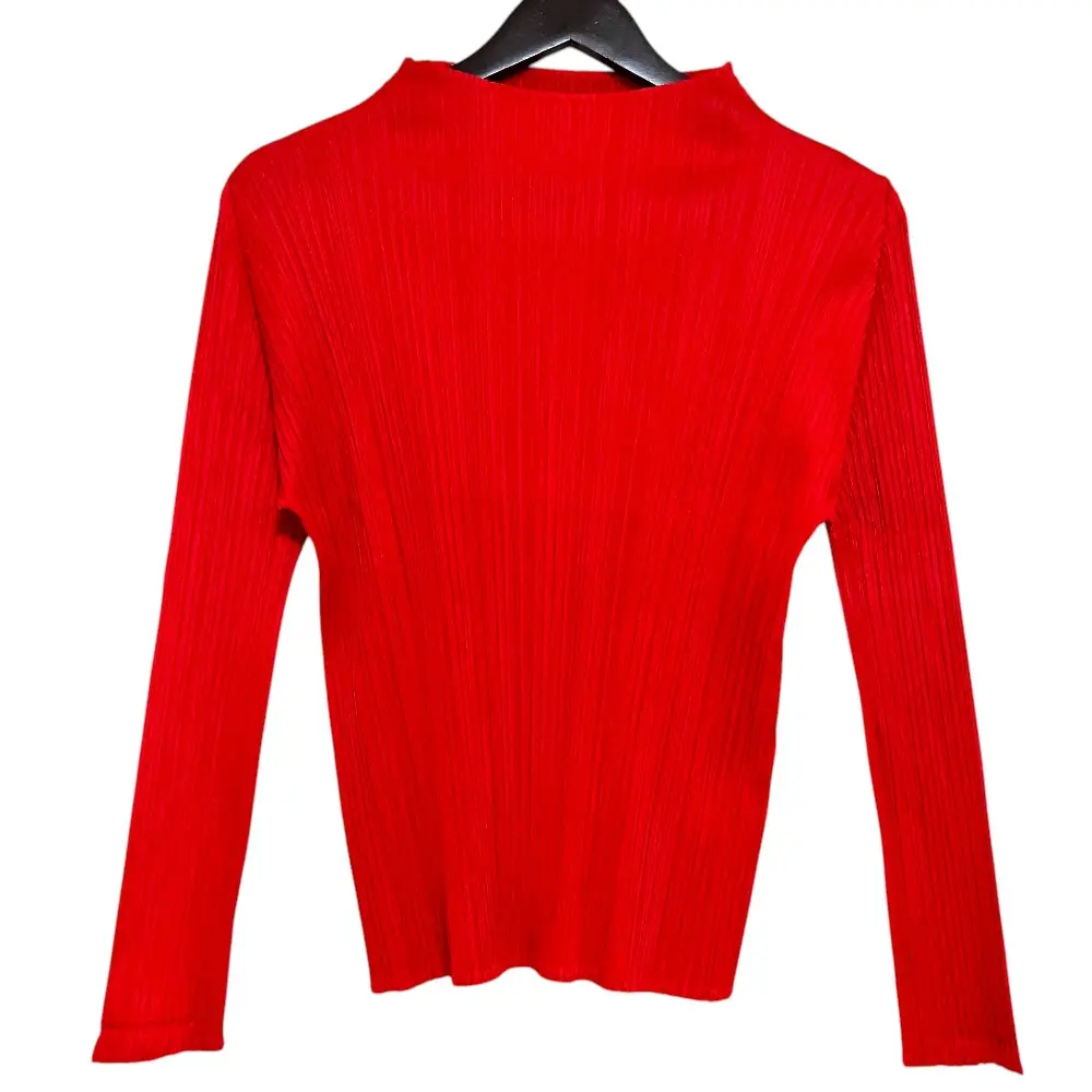 25AW PLEATS PLEASE ISSEY MIYAKE プリーツプリーズ イッセイミヤケ ハイネック 長袖 カットソー PP53JK151 サイズ3 レッド