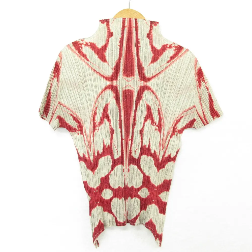 PLEATS PLEASE ISSEY MIYAKE プリーツプリーズイッセイミヤケ グラフィックプリント 半袖 カットソー PP33-JK658 サイズ3 レッド