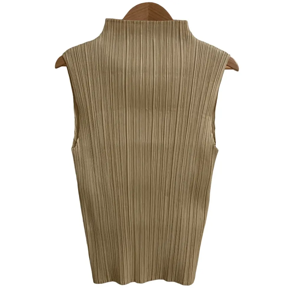 PLEATS PLEASE プリーツプリーズ イッセイミヤケ ハイネック ノースリーブカットソー PP05-JK006 サイズ3 ベージュ