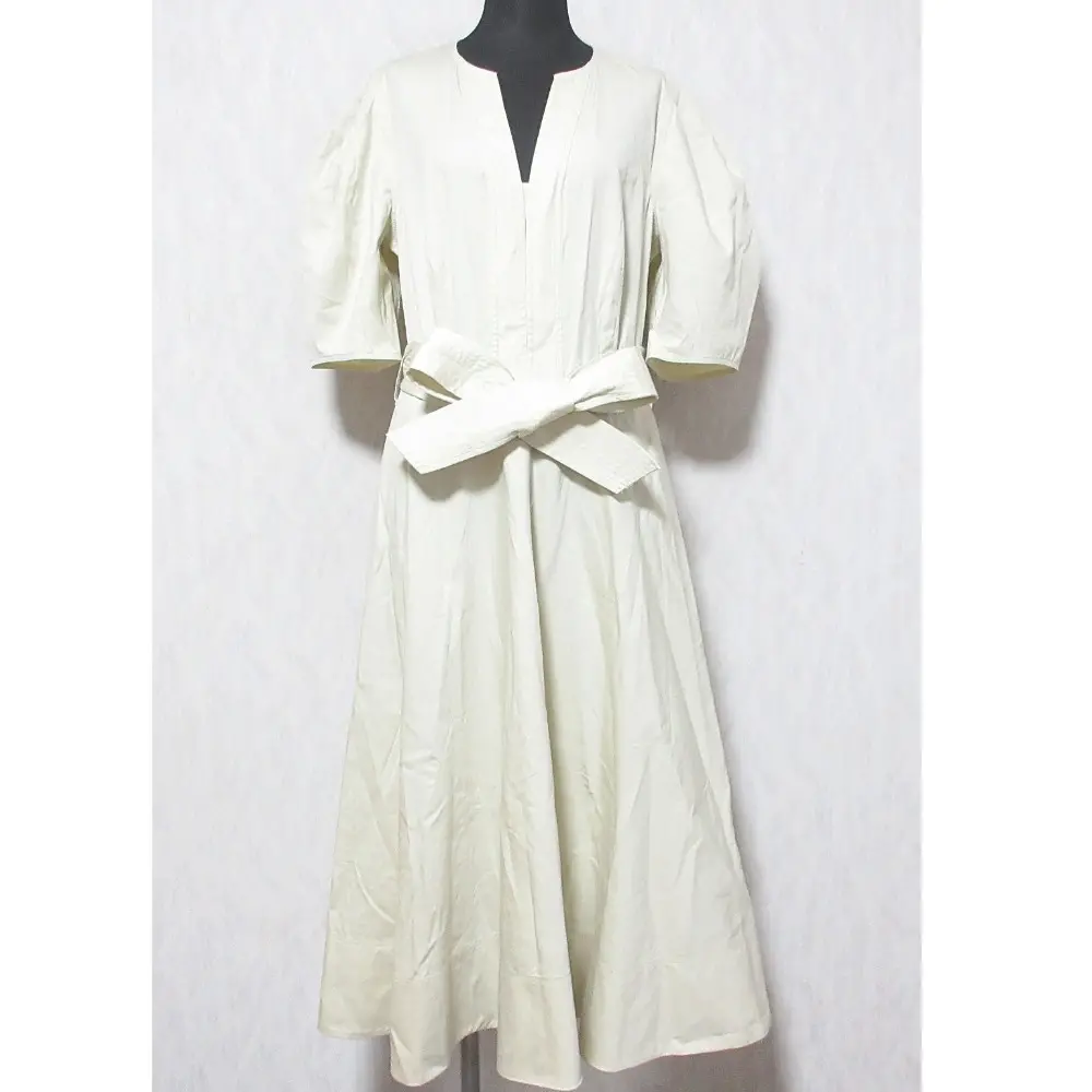 Polo by Ralph Lauren ポロラルフローレン パフスリーブ ウエストリボン フレア ロングワンピース ドレス 6 ライトベージュ