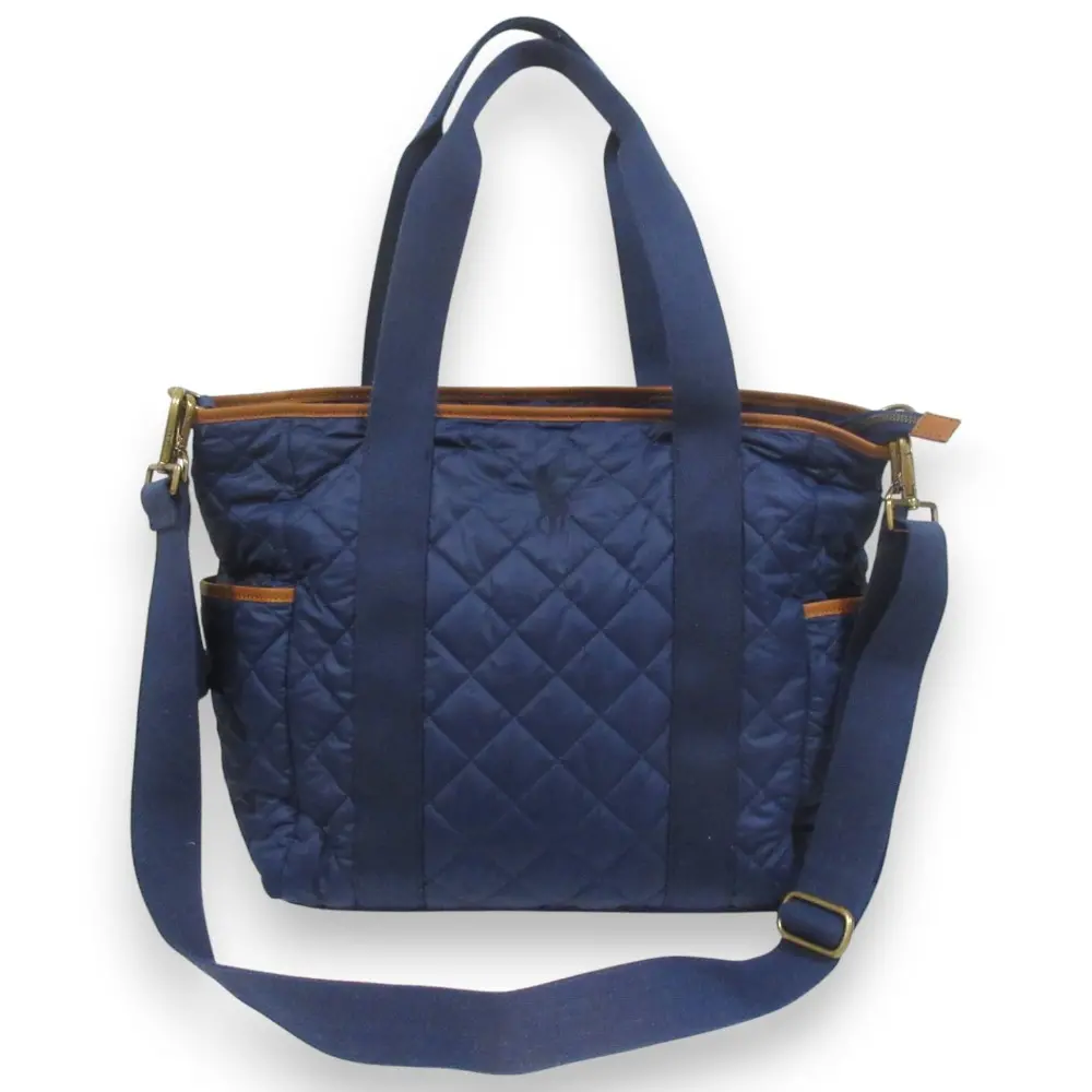 POLO RALPH LAUREN ポロラルフローレン キルティング 2Way トートバッグ ショルダーバッグ マザーズバッグ ネイビー ブラウン