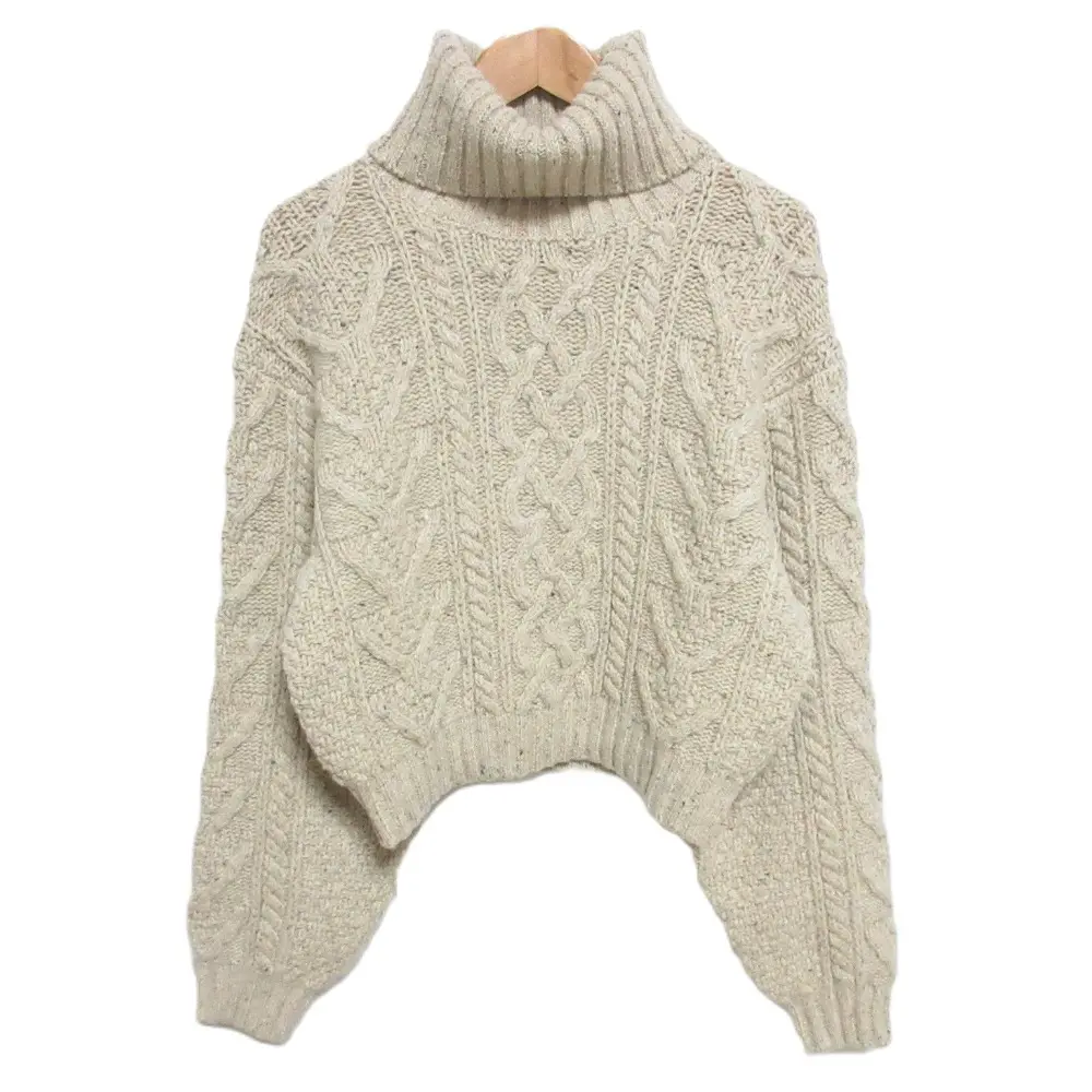 POLO by RALPH LAUREN ポロラルフローレン タートルネック クロップド ケーブル アランニット プルオーバー セーター M ベージュ