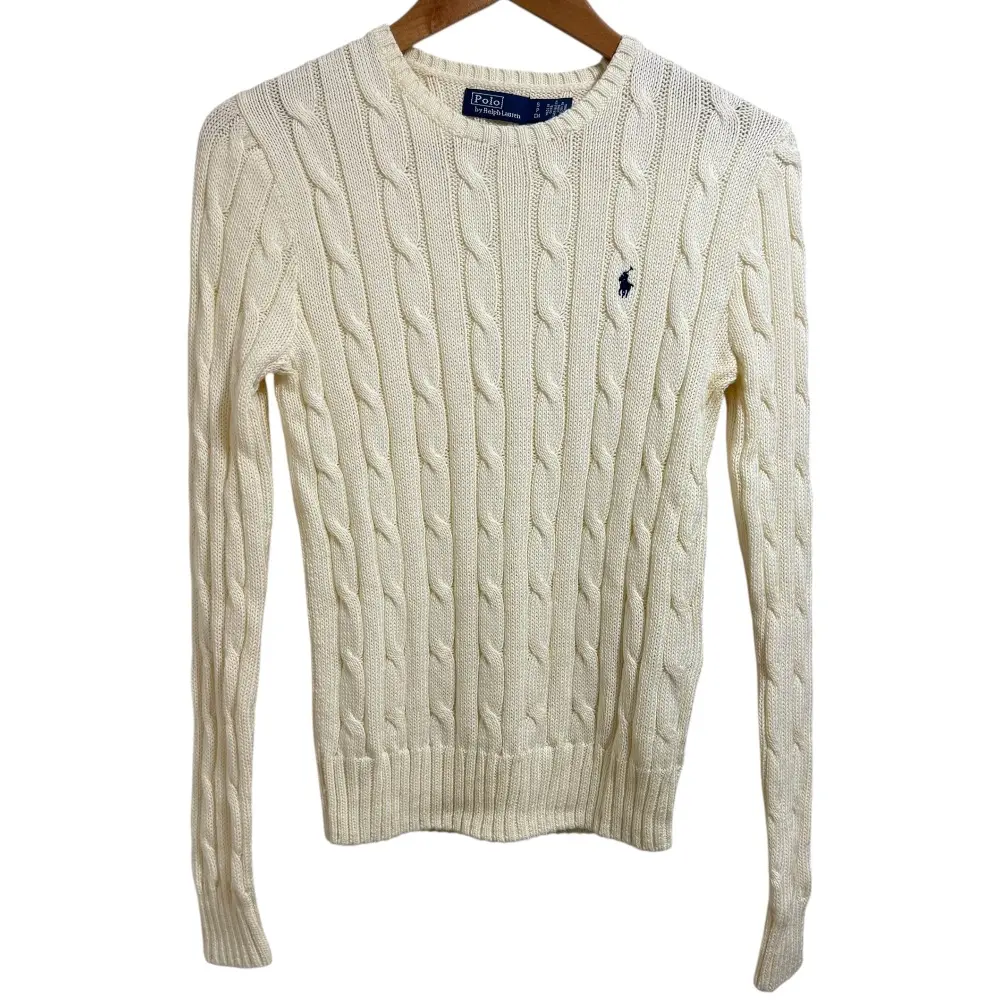 Polo by Ralph Lauren ポロバイラルフローレン PIMA COTTON 長袖 ケーブルニット セーター S アイボリー