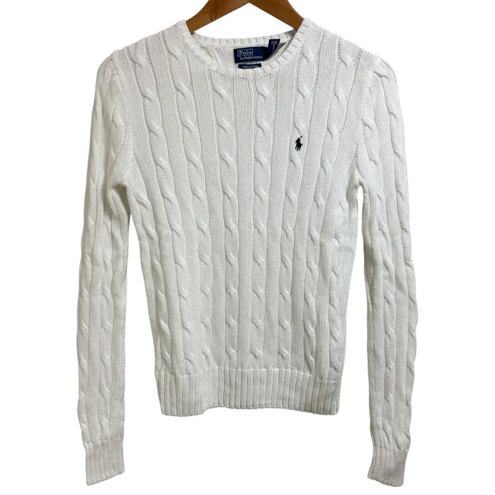 Polo by Ralph Lauren ポロバイラルフローレン PIMA COTTON 長袖 ケーブルニット セーター S ホワイト