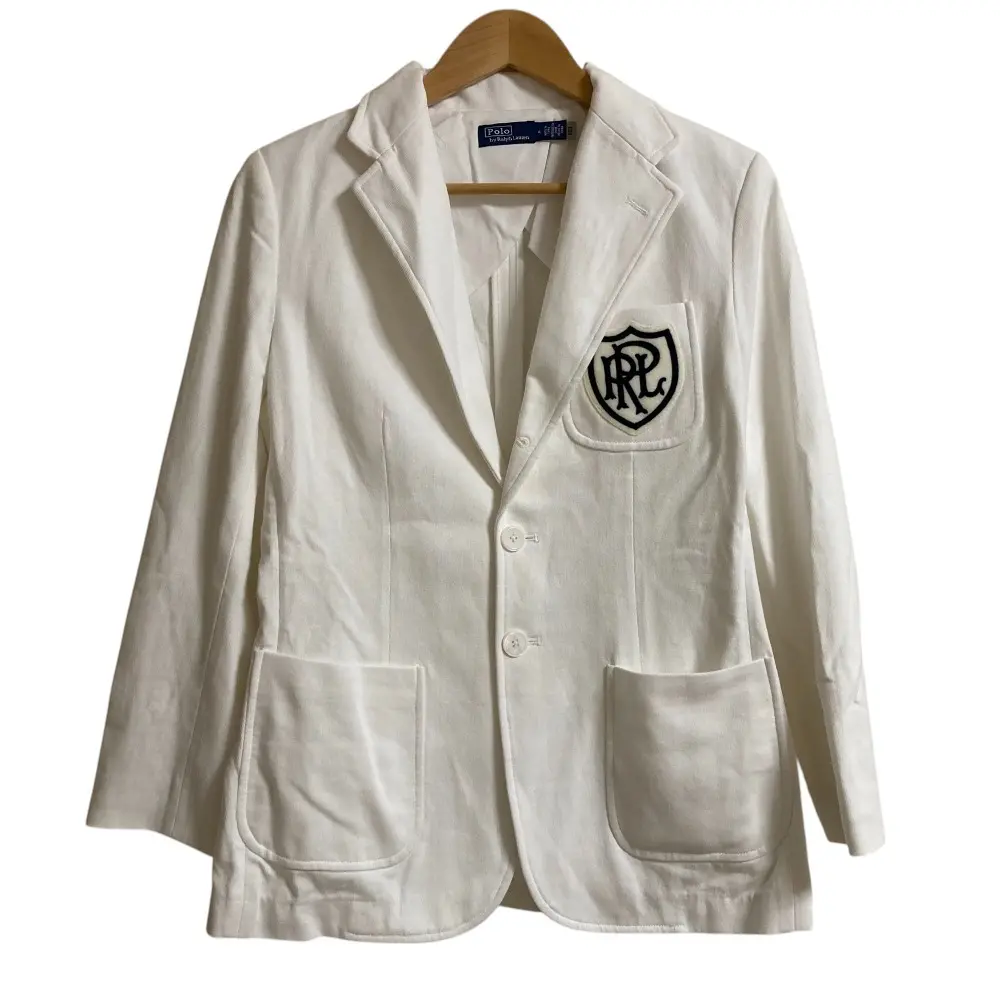 Polo by Ralph Lauren ポロバイラルフローレン ワッペン テーラードジャケット サイズ4 ホワイト