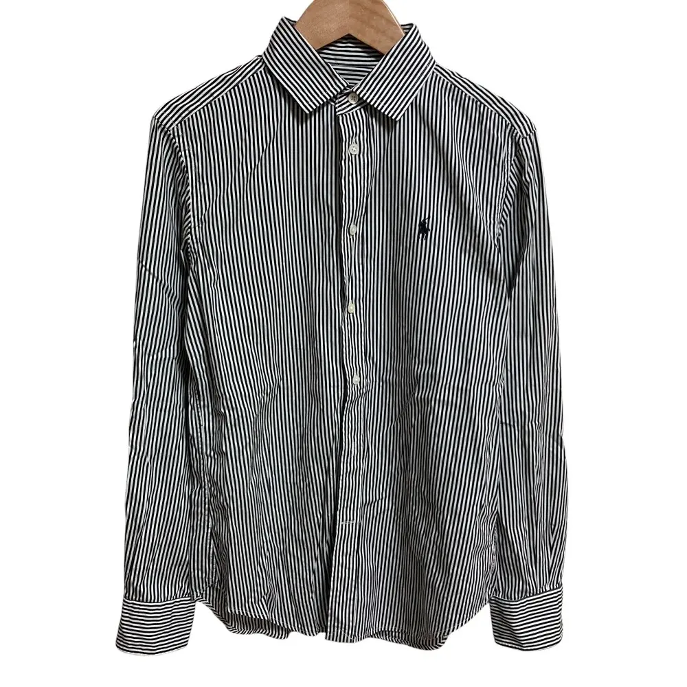 Polo by RALPH LAUREN ポロラルフローレン ポニー刺繍 ストライプ柄 長袖 シャツ ブラウス サイズ2 ブラック ホワイト
