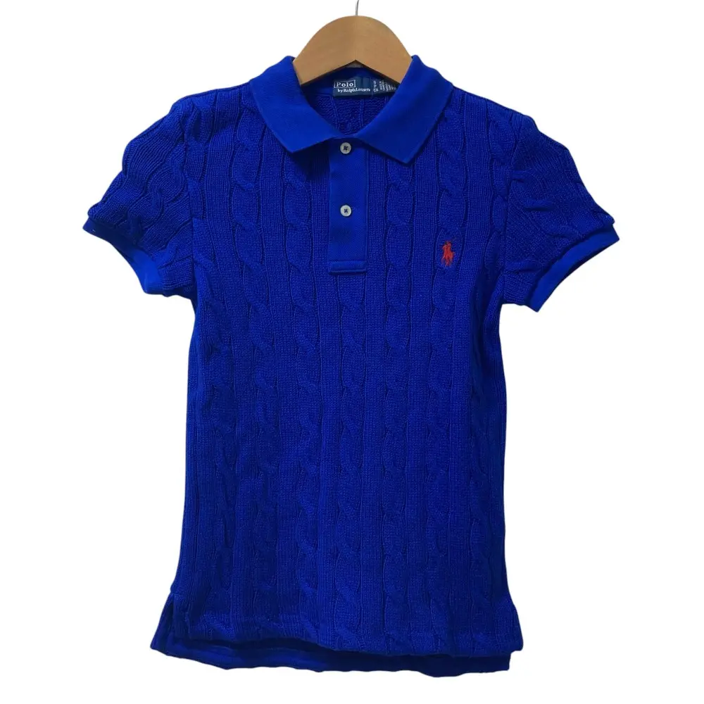 Polo by Ralph Lauren ポロバイラルフローレン 半袖 ケーブルニット ポロシャツ サイズS 160/84A ブルー